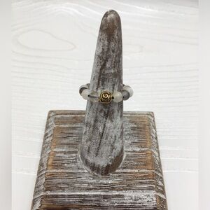 HANDCRAFTED Mixed Stone w/rose Stretch Bead Ring